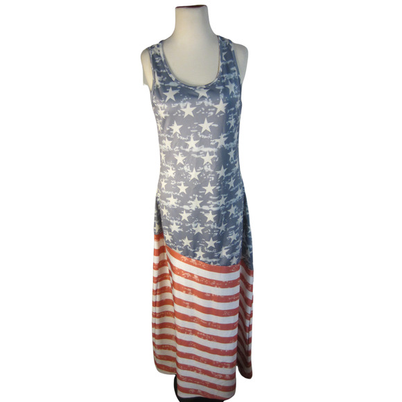 None Dresses & Skirts - American Flag Sleeveless Maxi Womens Dress Size S